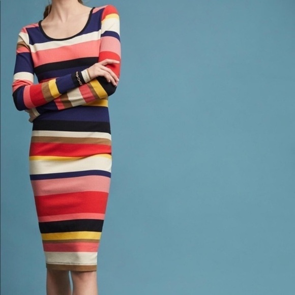 Anthropologie Plenty by Tracy Reese Vivid Striped Ribbed Knit Bodycon Dress XS - Picture 13 of 13
